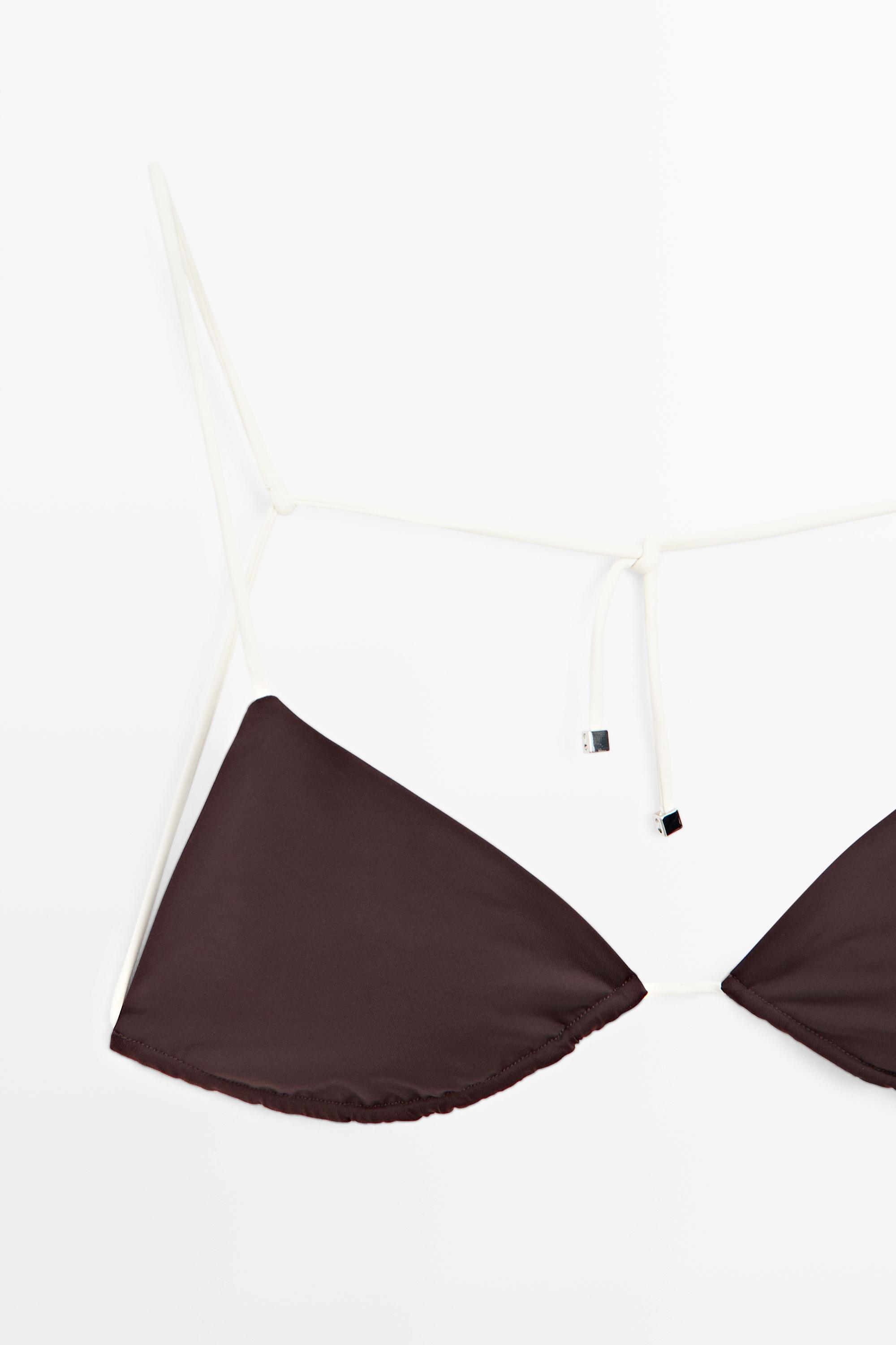 Haut de bikini triangle à lien contrastant